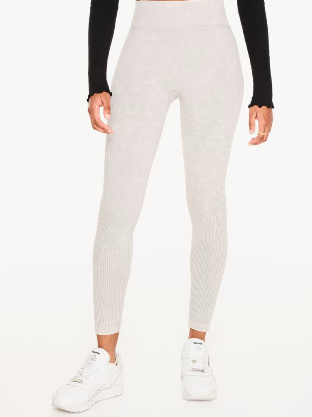 Aeropostale High-Waist Ribbed Seamless Leggings - Cream